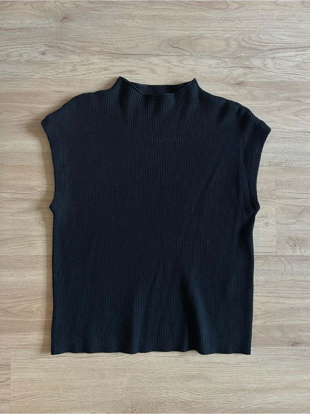 Vila Milano high neck black ribbed knit sleeveless top